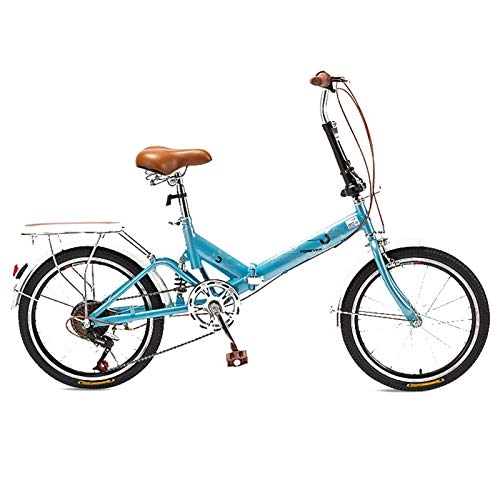 Folding Bike : MIAOYO Folding Urban Bicycle, Ultra Light City Commuter Bike, Variable Speed, Double V-brake, Foldable Road Bicycles For Adult Ladies Male, Blue, 20