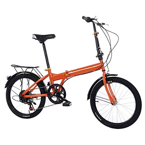 Folding Bike : min min 20 Inch Lightweight Mini Folding Bike, Ultra Light Variable Speed Bicycle, Small Portable Bicycle, Student Road City Bicycle (Color : Orange)