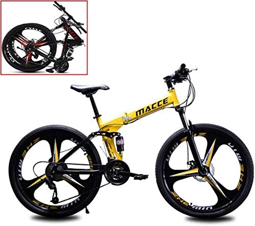 Folding Bike : min min Mountain Bike Bicycle Adult Folding 26 Inch Double Shock-Absorbing Off-Road Speed Racing Boys And Girls Bicycle, for Man, Woman, City, Aerobic Exercise, Endurance (Color : Yellow)