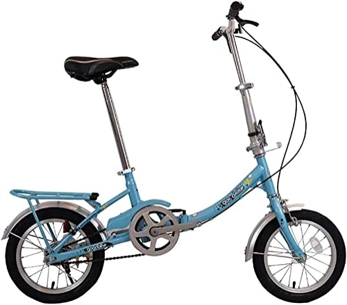 Folding Bike : Mini 12 Inch Folding Bike Quick Folding System with Variable for Youth Student Light Aluminum Folding City Bike Blue