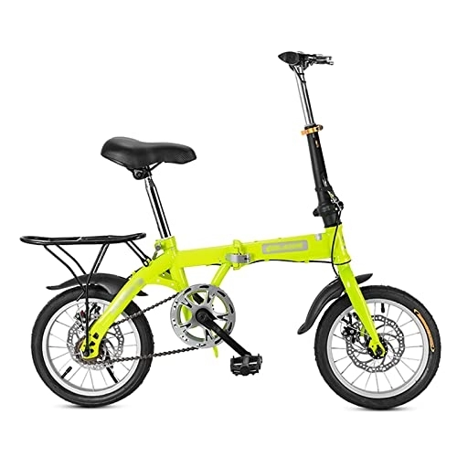 Folding Bike : Mini Folding Bike City Bike for Adult, Lightweight Commute Bicycle with Dual Disc Brakes and Rear Rack for Men Women, Male Female Student Bike Boy’s Bike (Color : Green, Size : 20 inch)