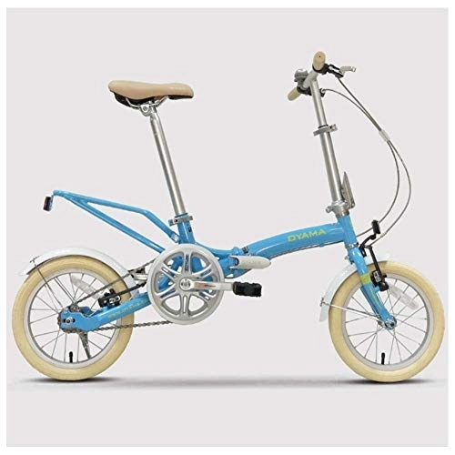 Folding Bike : Mini Folding Bikes, 14 Inch Adults Women Single Speed Foldable Bicycle, Lightweight Portable Super Compact Urban Commuter Bicycle, White FDWFN (Color : Blue)