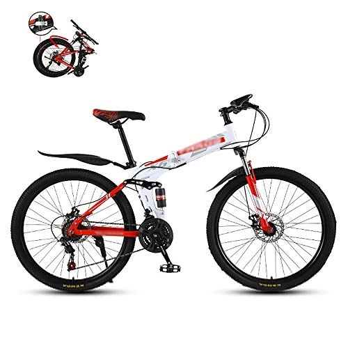 Folding Bike : Mini Folding Mountain Bike, Folding Outroad Bicycles, Full Suspension MTB, Folded In 10 Seconds, 24 * 26 Inch 21 * 24 * 27 Speed Men Women Folding Bike, Outdoor Bicycle