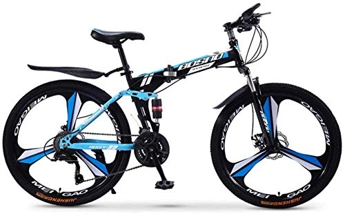Folding Bike : MJY Bicycle Mountain Bike, Folding 24 Inches Carbon Steel Bicycles, Double Shock Variable Speed Adult Bicycle, 3-Knife Integrated Wheel 6-24), 24in (24 Speed)