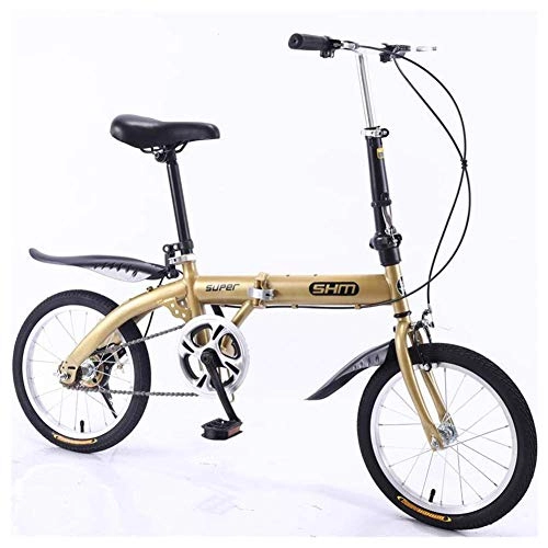 Folding Bike : Mnjin Outdoor sports 16" Lightweight Alloy Folding City Bike Bicycle, Dual V-Style Brakes