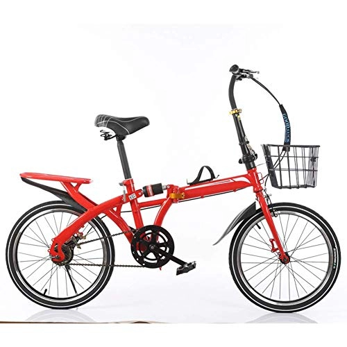 Folding Bike : Mnjin Outdoor sports Folding Bicycle, 16 Inches Shock Absorbing Folding Two-Wheel Mini Pedal High Carbon Steel Frame Frame Light City Bicycle Adult Student