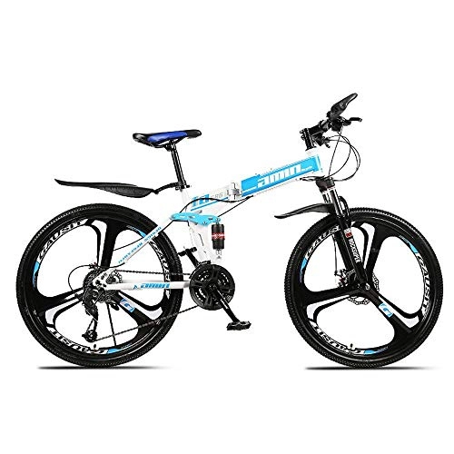 Folding Bike : Mnjin Outdoor sports Folding mountain bike, 26 inch 30 speed variable speed off-road double shock absorption men bicycle outdoor riding adult