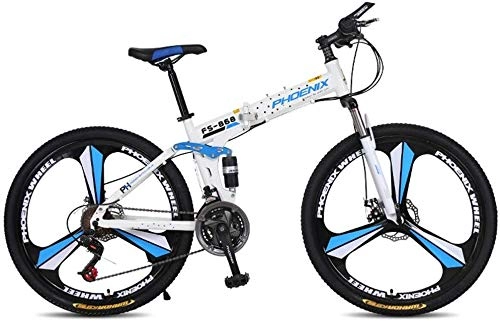 Folding Bike : Mnjin Road Bike Bicycle Folding Mountain Bike Male Speed Off-Road Racing Youth Student Female Adult Bicycle 26 Inches