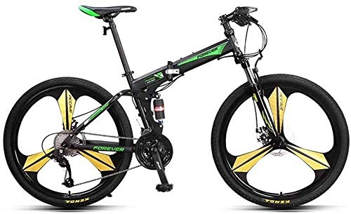 Folding Bike : Mnjin Road Bike Foldable Mountain Bike Bicycle Speed Off-Road Double Shock Disc Brakes Adult Male26 inches