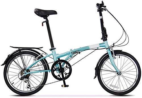 Folding Bike : Mnjin Road Bike Folding Bicycle Commuting High Carbon Steel Frame Adult Men and Women Leisure Bicycle 20 Inch 6 Speed