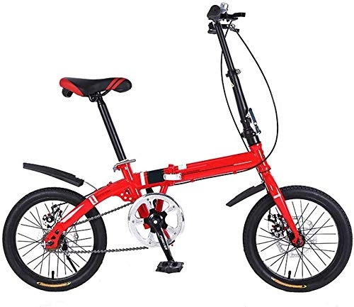 Folding Bike : Mnjin Road Bike Folding Bicycle High Carbon Steel Frame Light Front and Rear Disc Brakes 16 Inch