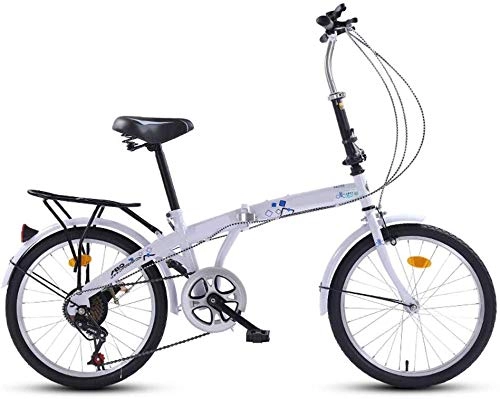 Folding Bike : Mnjin Road Bike Folding Bicycle High Carbon Steel Ultra Light Portable Shift Small Mini Student Men and Women Adult Bicycle 20 Inch 7 Speed