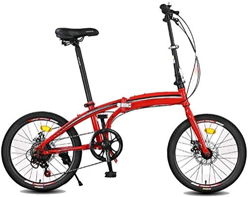 Folding Bike : Mnjin Road Bike Folding Bicycle Mini Lightweight 7-Speed Variable Adult Men And Women Casual Student Bicycle 20 Inch