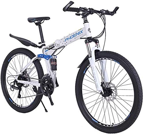 Folding Bike : Mnjin Road Bike Folding Bicycle Mountain Bike Shock Absorber Shifting Bicycle Adult Male and Female Students 21 Speed / 27 Speed 26 Inch