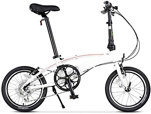 Folding Bike : Mnjin Road Bike Folding Bicycle Shifting Aluminum Alloy Folding Bike Men and Women Leisure Bicycle 16 Inch