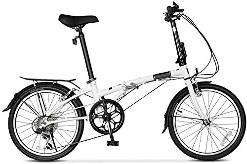 Folding Bike : Mnjin Road Bike Folding Bicycle Speed Casual Commuter Bicycle Adult Men and Women 20 Inch 6 Speed