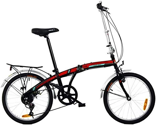 Folding Bike : Mnjin Road Bike Folding Bike Bicycle Speed High Carbon Steel 7-Speed Shifting Belt Shelf 20 Inch