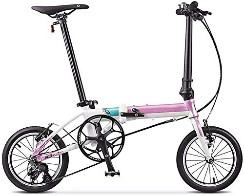 Folding Bike : Mnjin Road Bike Folding Car Couple Mini Ultra Light Small Wheel Folding Bike Adult Men and Women Bicycle 14 Inch