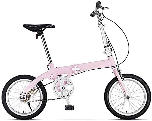 Folding Bike : Mnjin Road Bike Folding Car High Carbon Steel Frame Folding Car Double Aluminum Alloy Knife Ring Bicycle 16 Inch