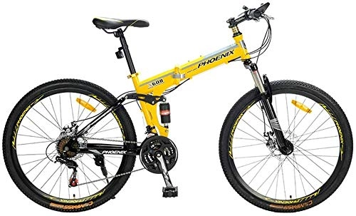 Folding Bike : Mnjin Road Bike Folding Mountain Bike Bicycle Double Shock Double Disc Brakes Mountain Bike 21 / 27 Speed 26 Inches