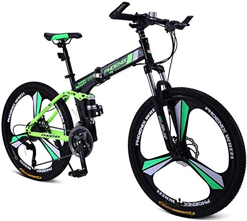 Folding Bike : Mnjin Road Bike Folding Mountain Bike Bicycle Male and Female Adult Double Shock Leisure Bicycle Student Car 3 Knife One Wheel 26 Inch 27 Speed