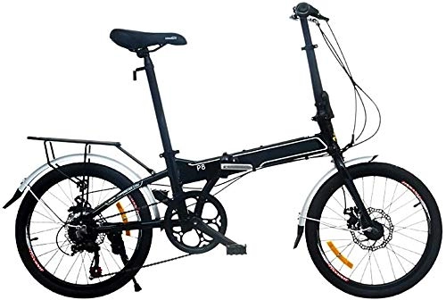Folding Bike : Mnjin Road Bike Folding Mountain Bike Front and Rear Disc Brakes Aluminum Frame Sports Folding Bike 20 Inch 7 Speed