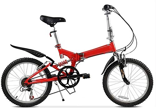 Folding Bike : Mnjin Road Bike Mountain Folding Bicycle High Carbon Steel Double Shock Absorber Bicycle 20 Inch 6 Speed