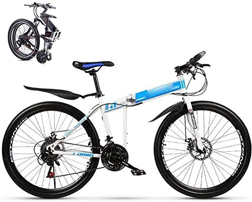 Folding Bike : Mountain Bicycle MTB 27 Speed Folding Bike Dual Disc Brake for Adults Student 26-Inches Wheels Folding Bike Bicycle Fold up City Bike Fat Tire Double Damping Racing Bicycle Urban Bike-Blue