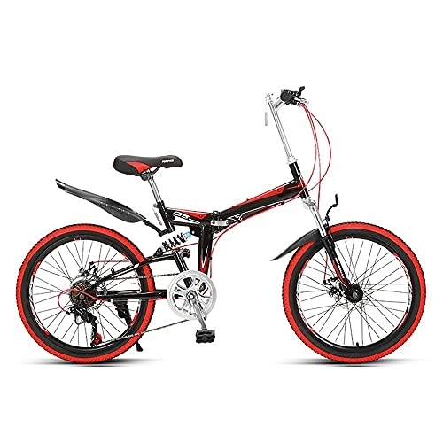 Folding Bike : Mountain Bike 22 Inch Folding Bikes with High Carbon Steel Frame Bicycle with 8 Speed Dual Disc Brakes Full Suspension Non-Slip, Mountain Bike Folding Bikes with Disc Brake