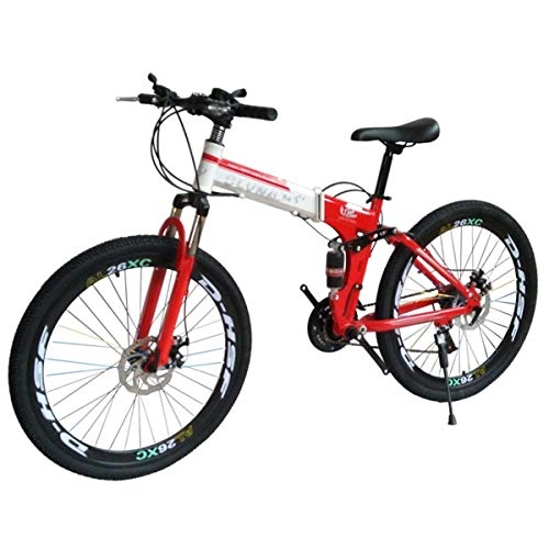 Folding Bike : Mountain Bike 27 Speed Steel Frame 26 Inches 3-Spoke Wheels Dual Suspension Folding Bike Blackwhite, 18, 24speed