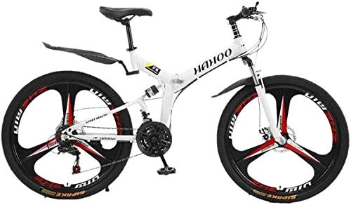 Folding Bike : Mountain Bike Bicycle 26 Inch Adult With 21 Speed Dual Disc Brakes Full Suspension Non-Slip Men Women Outdoor Racing Cycling