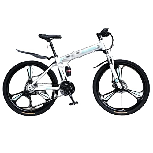 Folding Bike : Mountain Bike Foldable 1-word Handle Carbon Steel Frame Double Disc Brake Variable Speed Cross-country Bike Unisex (A 26inch)