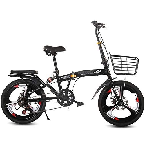 Folding Bike : Mountain Bike Folding Bikes for Adult with High Carbon Steel Frame, Foldable Bike 20Inch 3 Spoke 6-Speed, Double Disc Brake And Dual Suspension for City Mountain