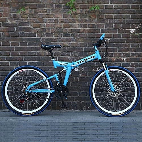 Folding Bike : Mountain Bike Youth Adult Mens Womens Bicycle MTB 26 Inch Mountain Bicycle Foldable 21 Speed Hardtail Ravine Bike Carbon Steel Frame, Full Suspension and Dual Disc Brake Mountain Bike for Women Men Ad