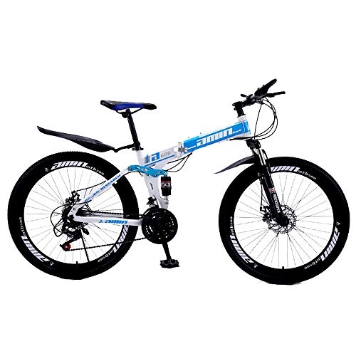 Folding Bike : Mountain Bikes 21 / 24 / 27 Speed Folding Bike for adults 26 Inches 3 / 6 / 10-Spoke Wheels MTB Dual Suspension Bicycle (A, 27 Speed)