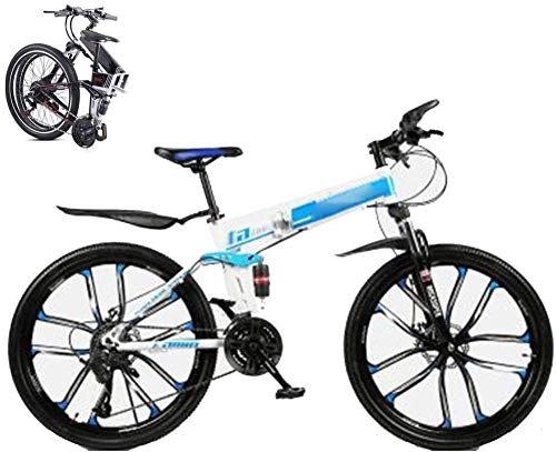 Folding Bike : Mountain bikes, adult student folding mountain bikes, 24-speed 26-inch wheels double disc brakes folding road bikes, folding travel outdoor bikes, dual suspension racing bikes off-road bikes-C