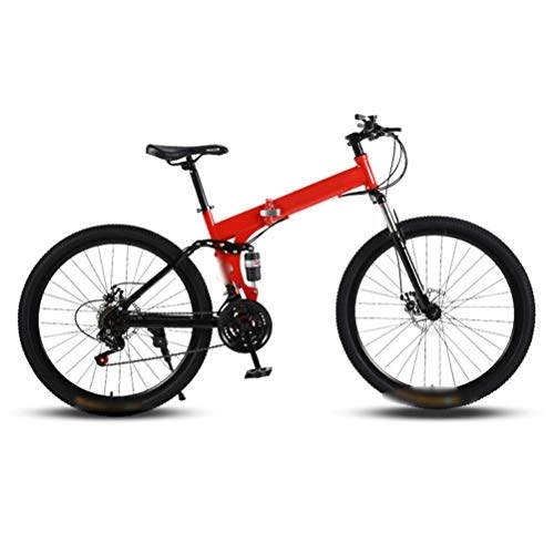 Folding Bike : Mountain Folding Bicycle, 26-Inch 24-Speed Spoke Wheel with Variable Speed Double Shock Absorber Bicyclemountain Folding Bicycle Fast Folding, Easy To Carry, Red