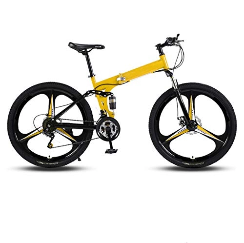 Folding Bike : Mountain Folding Bicycle 26 Inch Adult Male And Female Racing Off Road Variable Speed Integrated Wheel Double Shock Absorption 24 Speed Student Bicycle
