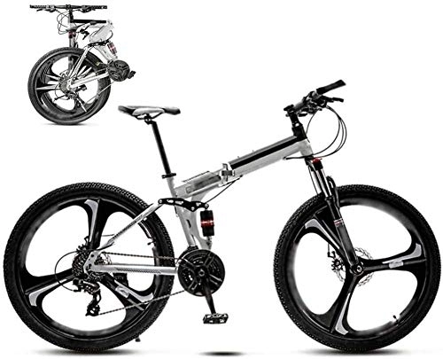 Folding Bike : MQJ 24Inch MTB Bicycle Unisex Folding Commuter Bike Foldable Mountain Bike Off-Road Variable Speed Bikes for Men and Women Double Disc Brake, a, 30 Speed