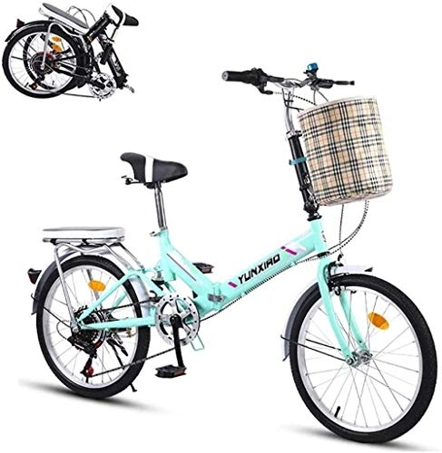 Folding Bike : MQJ Adult Folding Bike 20-Inch Lightweight Carbon Steel Frame Bicycle Portable Foldable Bicycle, Very Suitable for Urban Riding and Commuting-F, F