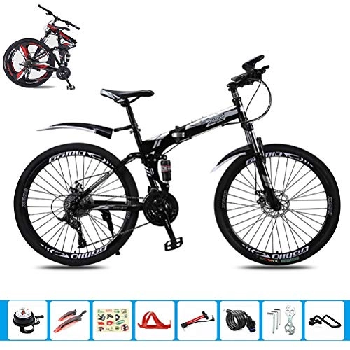 Folding Bike : MTTKTTBD Foldable Mountain Bike 8 Seconds Fast Folding MTB Bicycle 24 / 26 Inches 21 Speed Steel Frame Dual Disc Brake Folding Bike for Off-road Outdoor City Cycling Travel