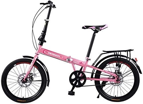Folding Bike : MU Folding Bicycle Adult Portable Bicycle 20 inch Variable Speed Bicycle Male and Female Students Commuter Car Adult Road Bike, Pink