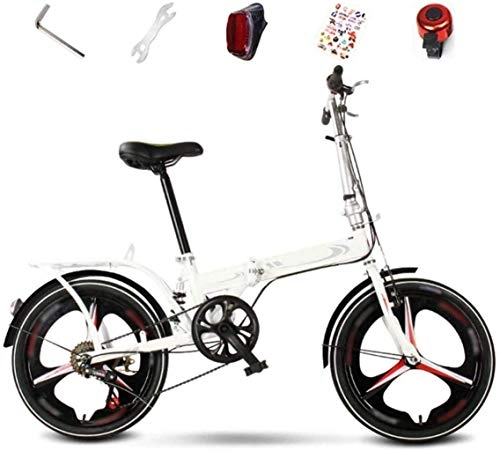 Folding Bike : MYPNB Bikes Folding Bicycle Bike, 6-Speed Unisex Adult Bicycle, 20 Inches Off-road MTB Bike, Foldable Commuter Bike 5-25 (Color : White)