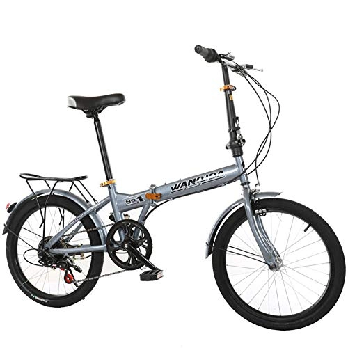 Folding Bike : MYRCLMY 20 Inch Variable Speed Folding Traveling Bicycle Adult Student Mountain Bikes High Carbon Steel Full Suspension Frame Bicycles 21 Speed ​​Gears Dual Disc Brakes Mountain Lightweight, Gray