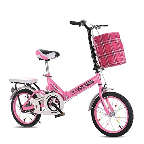 Folding Bike : MYRCLMY Foldable Bicycle, Variable Speed Small Portable Ultra Light Lightweight And Aluminum Folding Bike with Pedals Adult Student Children No Installation, Foldable And Portable, Pink, 20inch