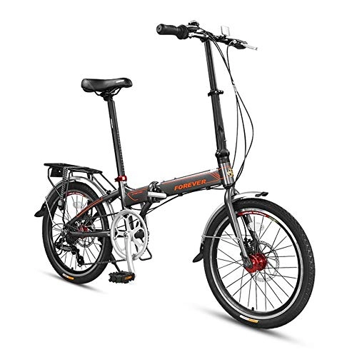 Folding Bike : NBWE Aluminum Alloy Folding Bicycle Variable Speed Flywheel Double Disc Brakes Aluminum Alloy Drums Male and Female Road Mountain Bike 20 Inches Commuter bicycle