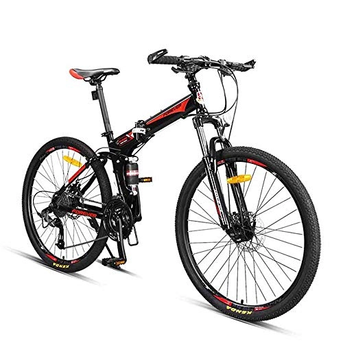 Folding Bike : NBWE Foldable Bicycle Mountain Bike Adult Male Speed Off-Road Double Shock Absorber 27 Speed 26 Inches Commuter bicycle