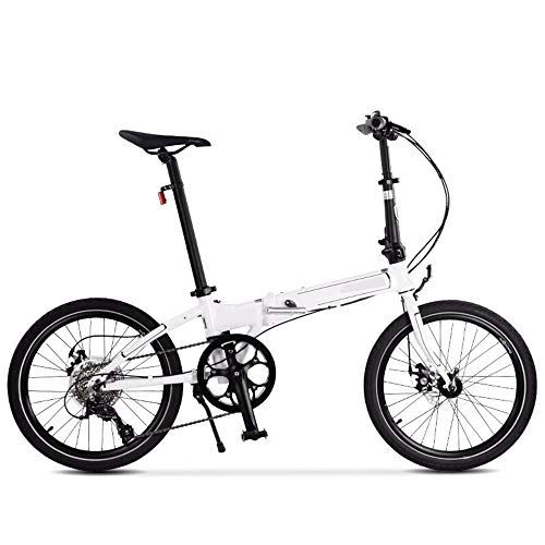 Folding Bike : NBWE Folding Bicycle Disc Brakes Adult Men and Women Aluminum Alloy Bicycle 20 Inch 8 Speed Commuter bicycle