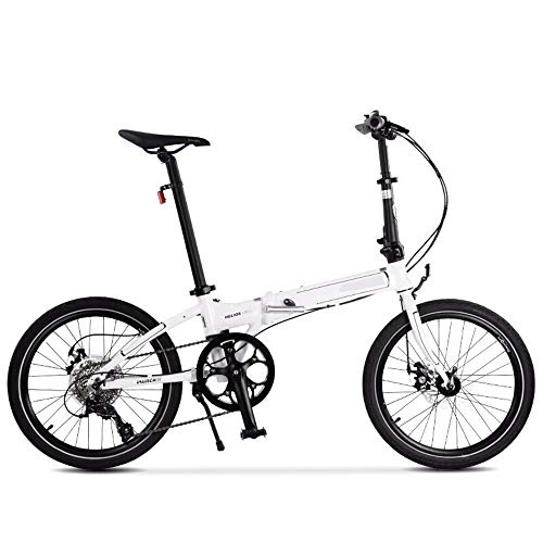 Folding Bike : NBWE Folding Bicycle Double Disc Brakes Aluminum Alloy Frame Men and Women Models Bicycle 20 Inch 8 Speed Commuter bicycle