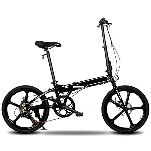 Folding Bike : NBWE Folding Bicycle One Wheel Aluminum Alloy Folding Car 7 Speed Front and Rear Disc Brakes Youth 20 Inch Commuter bicycle